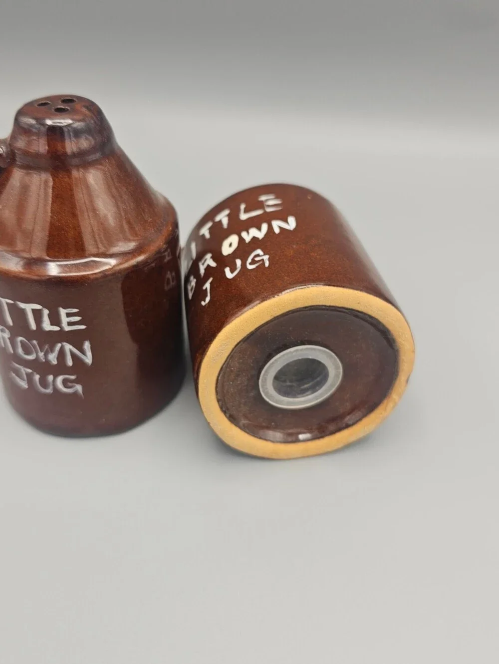 Vintage Little Brown Jug Salt and Pepper Shakers Set
